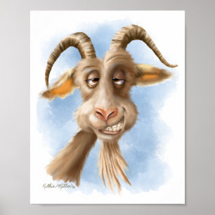 Affiche Dessin animé de chèvre amusant