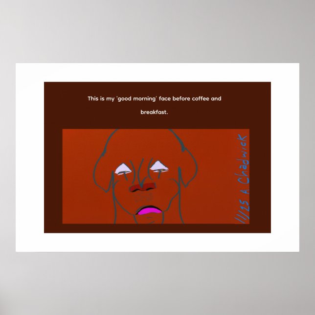 Affiche Dessin animé de chien au visage de clown (Devant)
