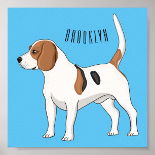 Affiche dessin animé de chien beagle