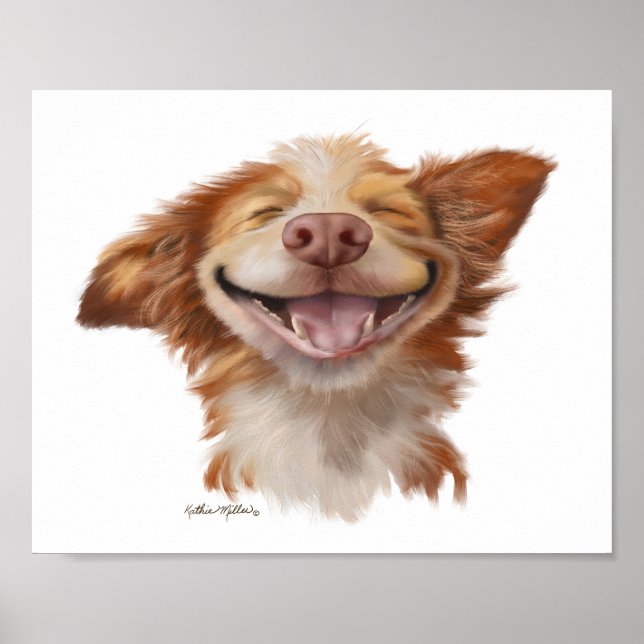 Affiche Dessin animé de chien sourire géant amusant (Devant)