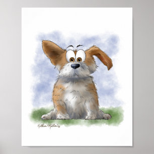 Affiche Dessin animé de Corgi mignon
