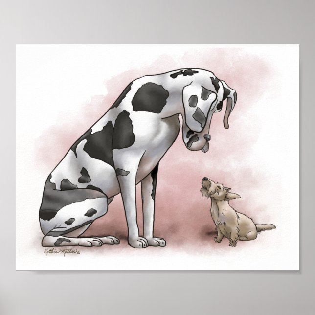 Affiche Dessin animé de Dogue Allemand et Terrier Écossais (Devant)