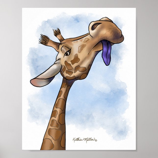 Affiche Dessin animé de girafe condescendant (Devant)