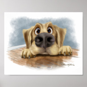 Affiche Dessin animé de Golden Retriever mignon 