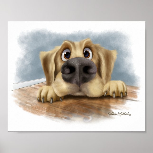 Affiche Dessin animé de Golden Retriever mignon  (Devant)