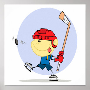 Affiche dessin animé de hockey mignon