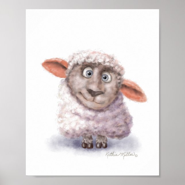 Affiche Dessin animé de mouton en boule de coton (Devant)
