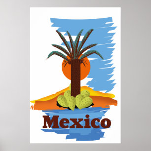 Affiche Dessin animé de palmier mexicain vintage