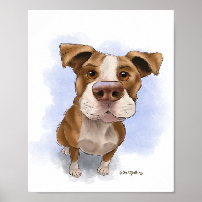 Affiche Dessin animé de Pit Bull mignon (Devant)