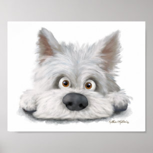 Affiche Dessin animé de Scottish Terrier blanc adorable