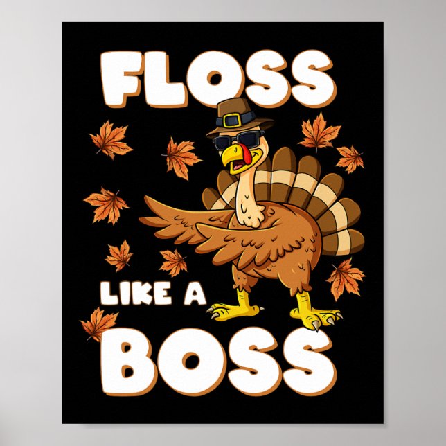 Affiche Dessin animé de Thanksgiving comme un patron Dindo (Devant)