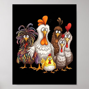 Affiche Dessin animé de Thanksgiving de famille de poulet