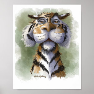 Affiche Dessin animé de tigre contrarié
