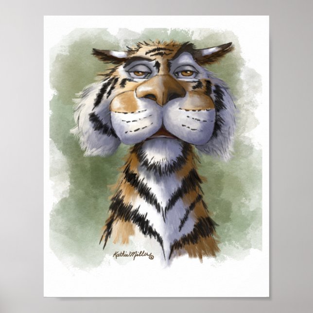 Affiche Dessin animé de tigre contrarié (Devant)