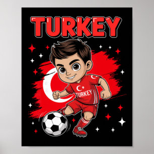 Affiche Dessin animé de Turquie pour enfant Turc Drapeau d