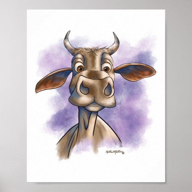 Affiche Dessin animé de vache Brahman (Devant)
