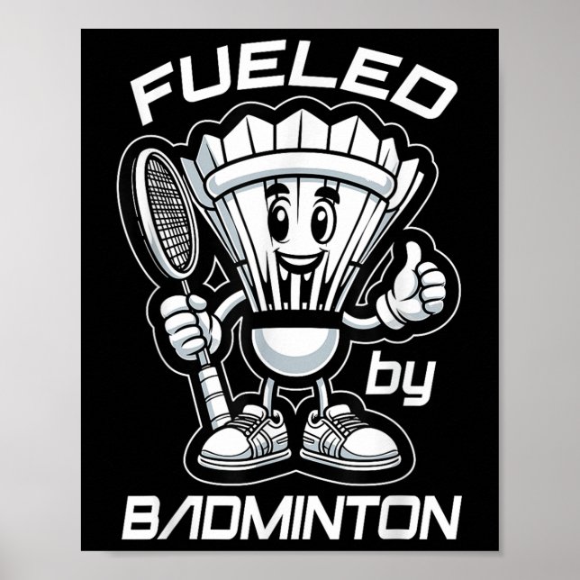 Affiche Dessin animé de volant et de raquette de badminton (Devant)