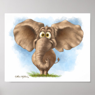 Affiche Dessin animé d'éléphant mignon