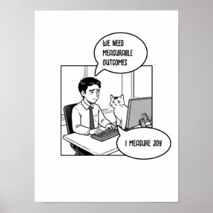 Affiche Dessin animé d'entreprise humour de bureau Chat mi