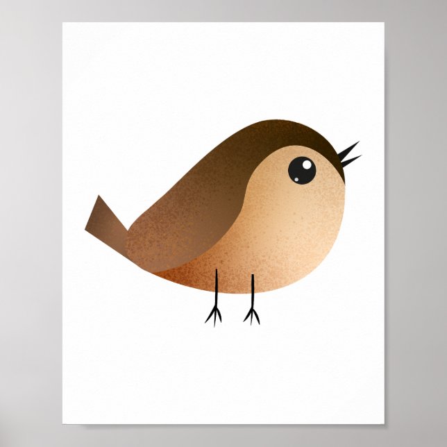 Affiche Dessin Animé d'Oiseau Moineau (Devant)