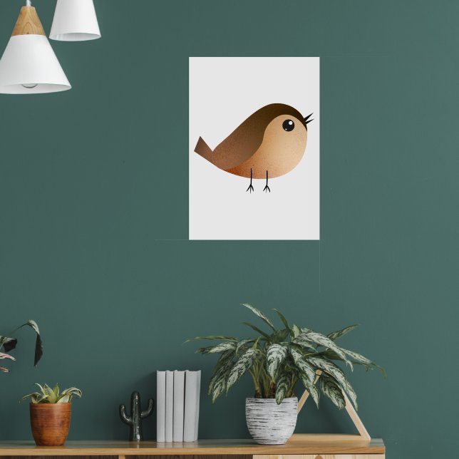 Affiche Dessin Animé d'Oiseau Moineau (Salon 1)