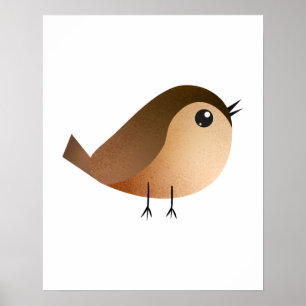 Affiche Dessin animé d'oiseau moineau mignon