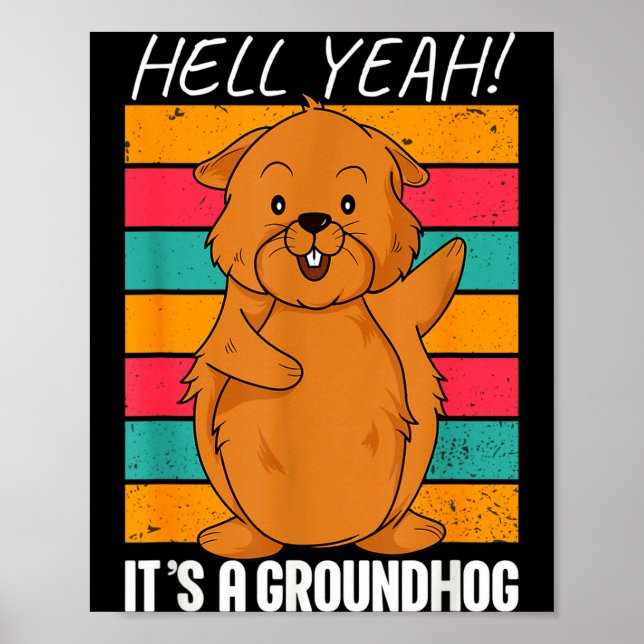 Affiche Dessin animé drôle de jour de la marmotte Graphiqu (Devant)