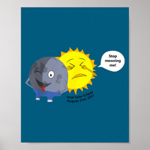 Affiche Dessin animé drôle d'éclipse solaire