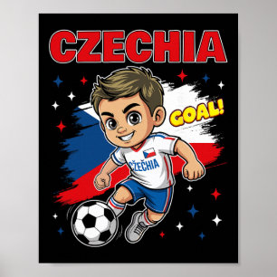 Affiche Dessin Animé Enfant Tchèque Drapeau République Tch