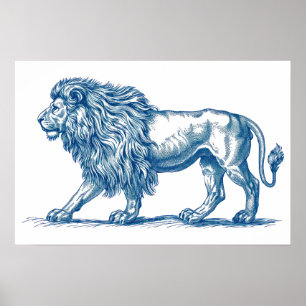 Affiche Dessin antique d'un Lion
