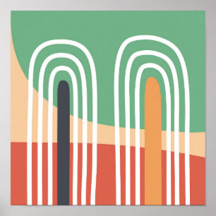 Affiche Dessin arc-en-ciel artistique, art boho