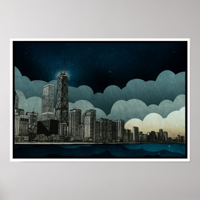 Affiche Dessin architectural de Chicago Skyline (Devant)