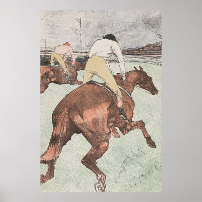 Affiche Dessin artistique d'esquisse de course de chevaux  (Devant)