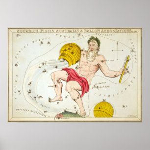 Affiche Dessin Astrologique Aquarius