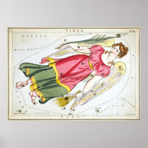Affiche Dessin astrologique Virgo