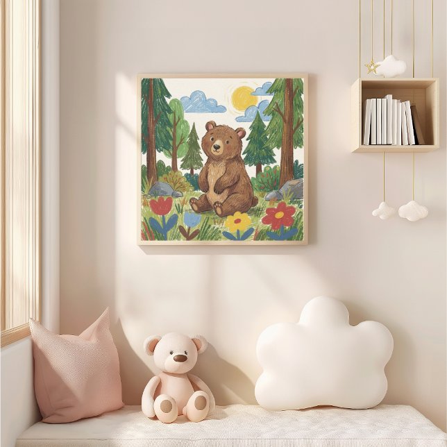 Affiche Dessin au crayon d'un ours mignon enfant (Créateur téléchargé)