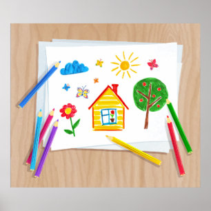 Affiche Dessin au crayon pour enfants