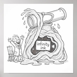 Affiche Dessin au trait à l'encre d'infini de bande dessin