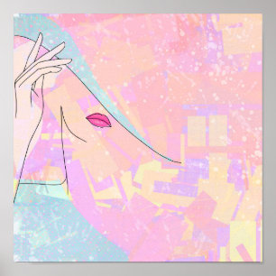 Affiche Dessin au trait abstrait tendance Visage de femme