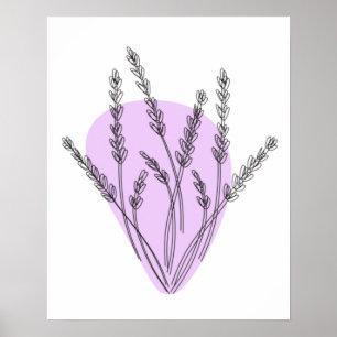 Affiche Dessin au trait de branches et de feuilles