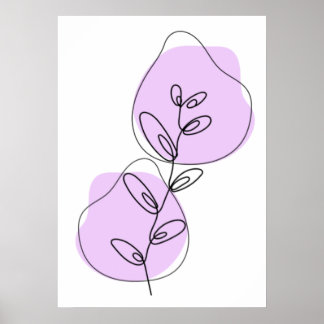 Affiche Dessin au trait de branches et de feuilles