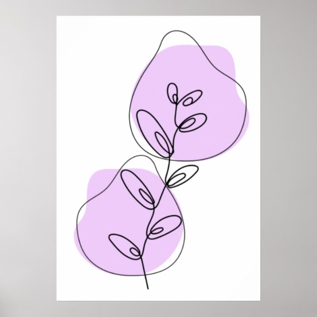 Affiche Dessin au trait de branches et de feuilles (Devant)