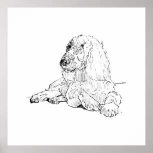 Affiche Dessin au trait de Cocker Spaniel Art Chien