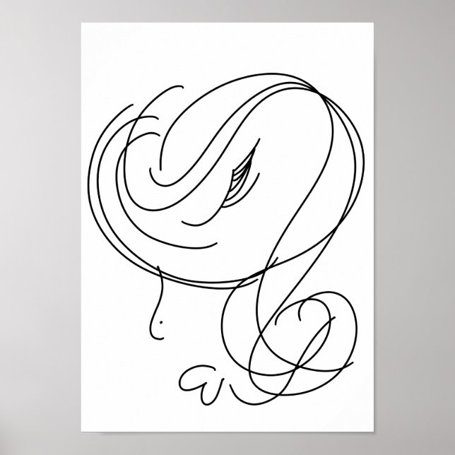 Affiche Dessin au trait de femme beauté minimale (Devant)