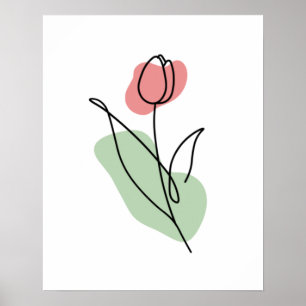 Affiche Dessin au trait de fleur