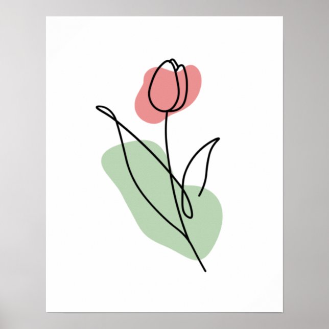 Affiche Dessin au trait de fleur (Devant)