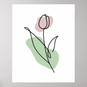 Affiche Dessin au trait de fleur