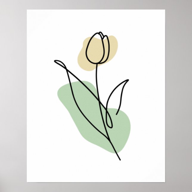 Affiche Dessin au trait de fleur (Devant)