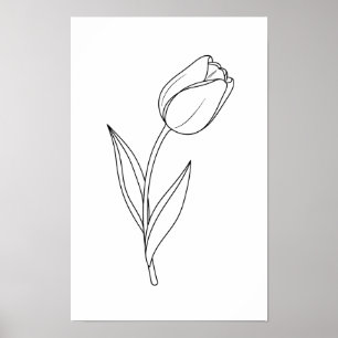 Affiche Dessin au trait minimaliste de tulipe
