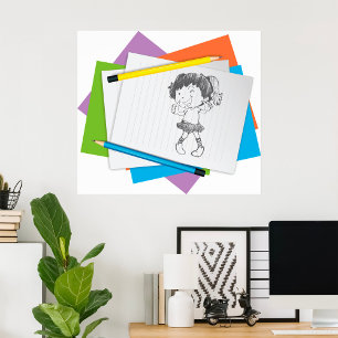 Affiche Dessin avec crayons colorés